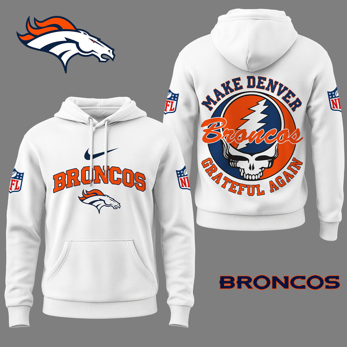 Denver Broncos | Premium Grateful Again Hoodie Ny