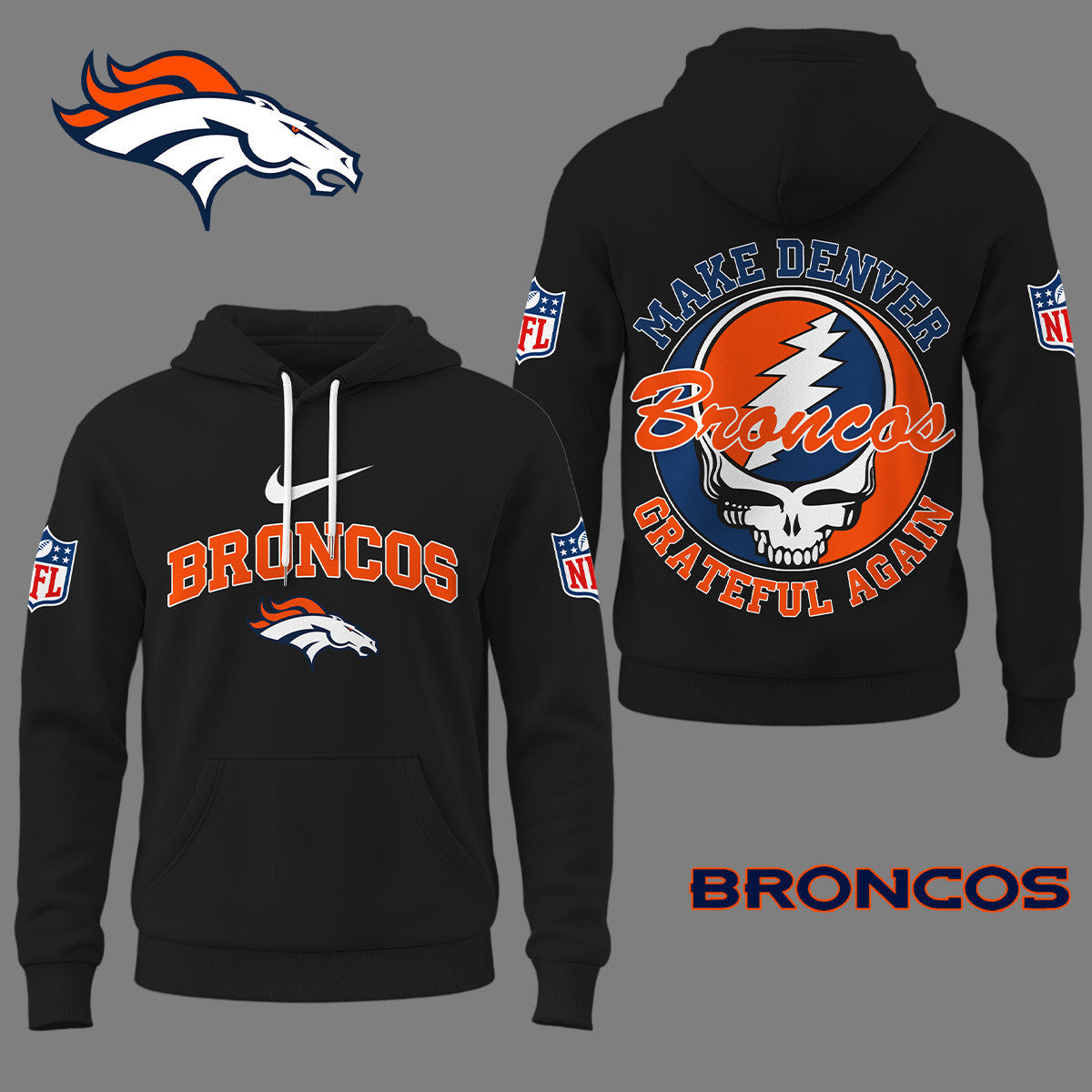 Denver Broncos | Premium Grateful Again Hoodie Ny