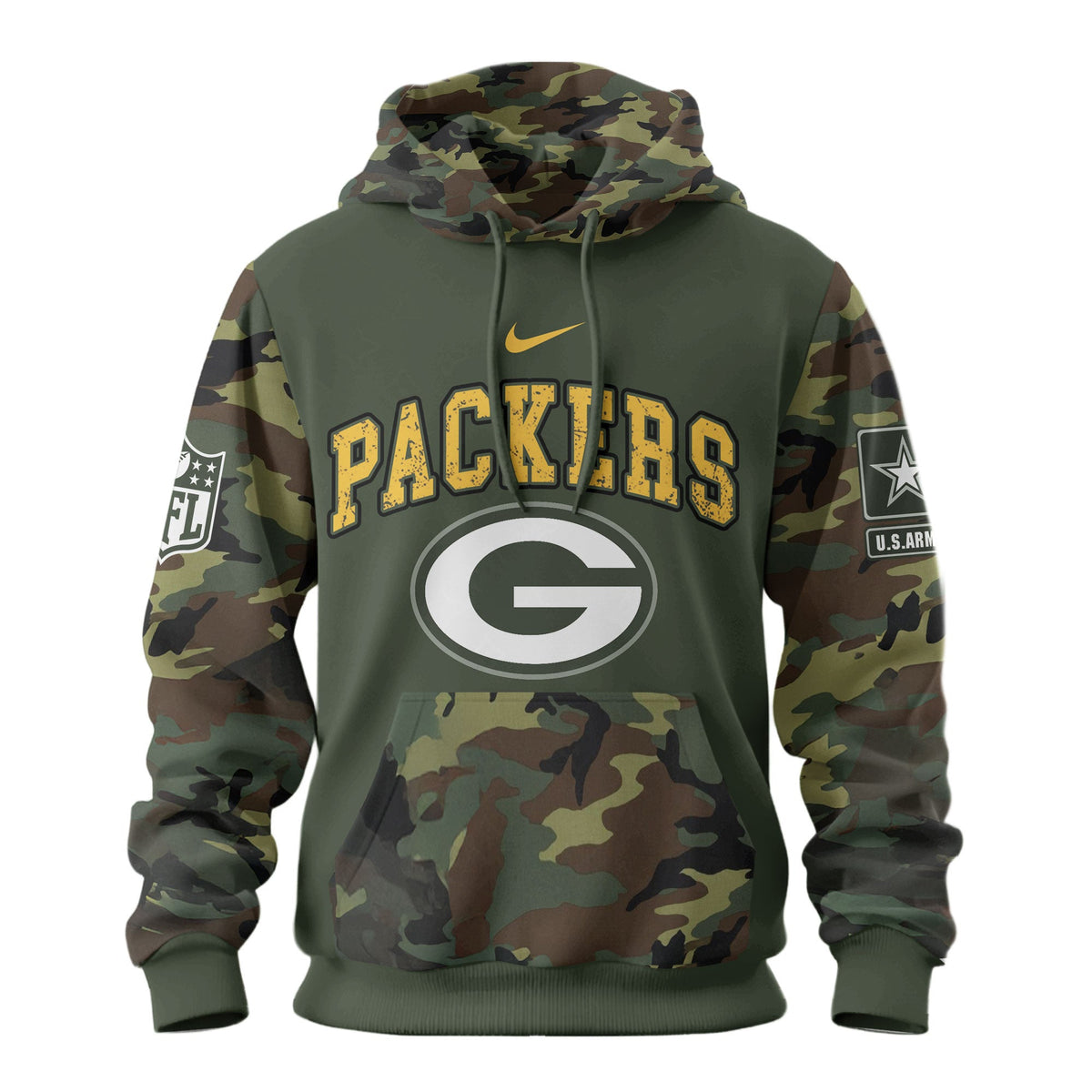 Green Bay Packers Premium Us Army 250th Anniversary 3d Hoodie Td