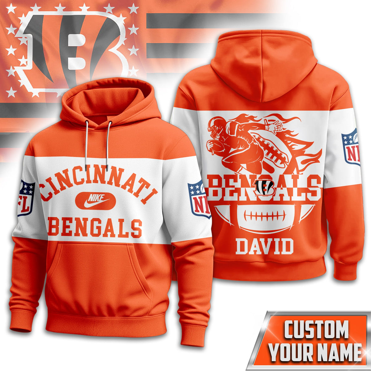 Cincinnati Bengals | Premium Touchdown Spirit Personalized Hoodie Td