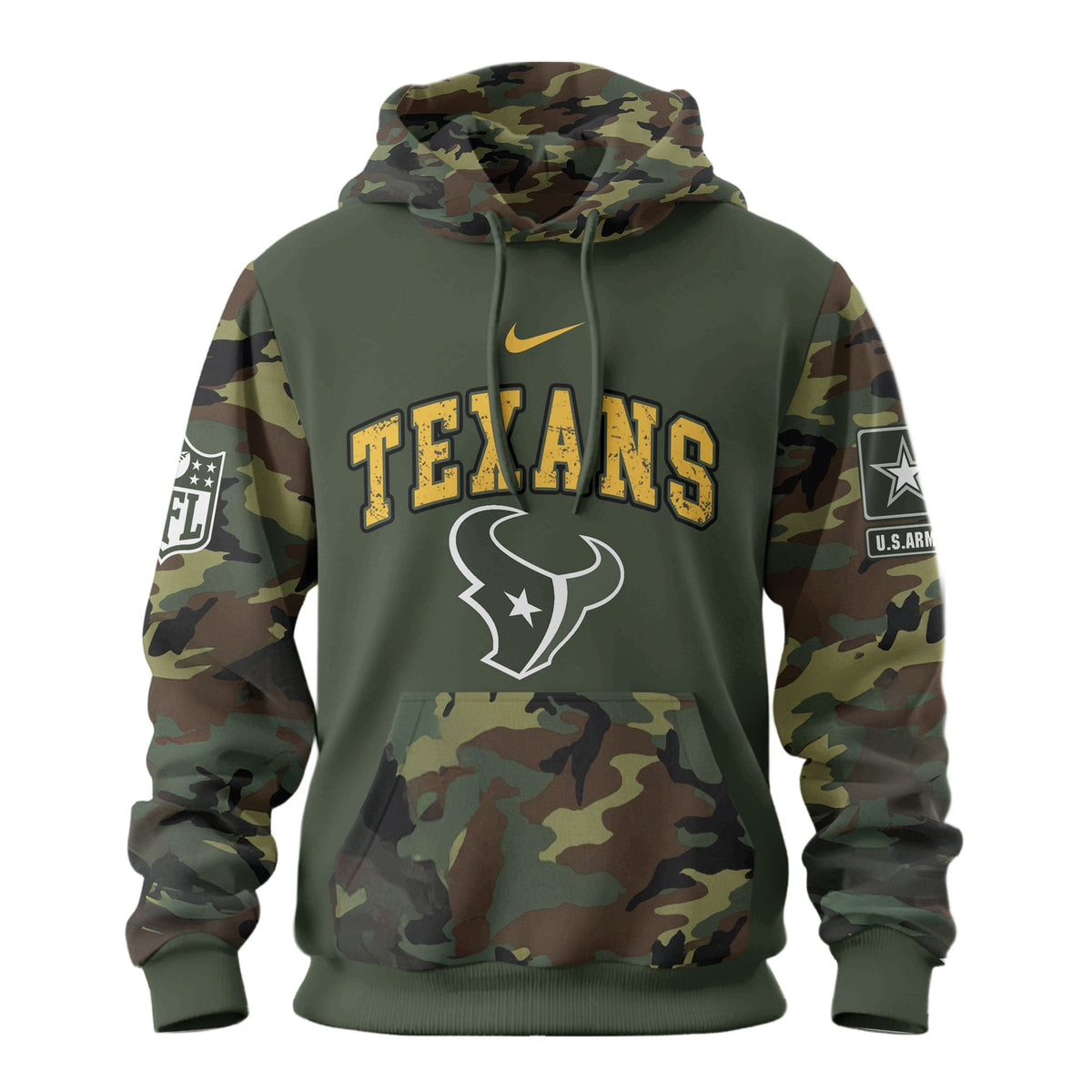 Houston Texans Premium Us Army 250th Anniversary 3d Hoodie Td