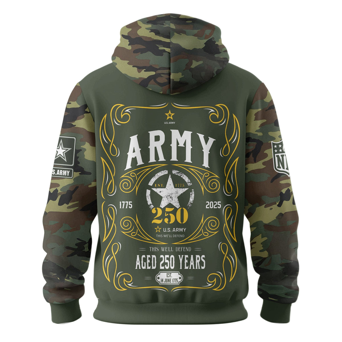 Houston Texans Premium Us Army 250th Anniversary 3d Hoodie Td