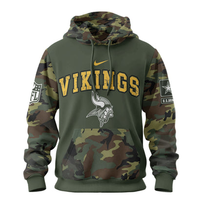 Minnesota Vikings Premium Us Army 250th Anniversary 3d Hoodie Td
