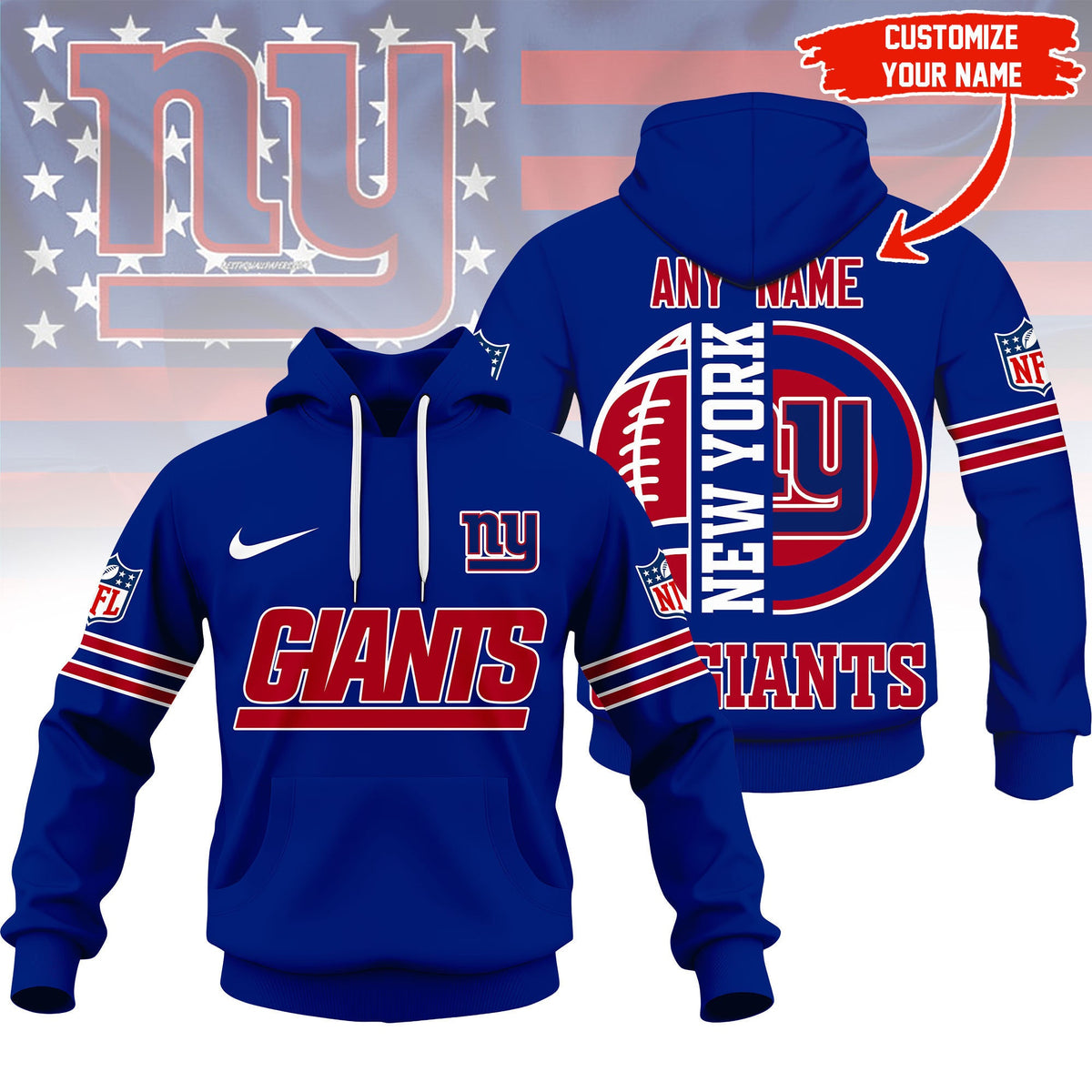 New York Giants | Premium Nfl Fan Hoodie Ny