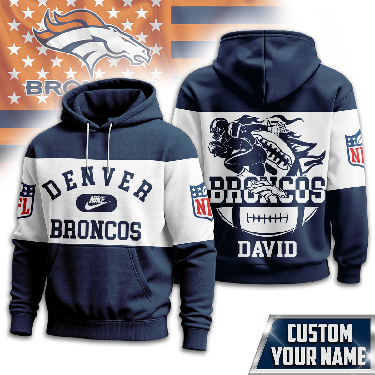 Denver Broncos | Premium Touchdown Spirit Personalized Hoodie Td