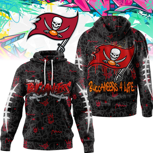 Tampa Bay Buccaneers Premium Special Graffiti My Team 4 Life Hoodie Mm