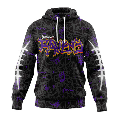 Baltimore Ravens Premium Special Graffiti My Team 4 Life Hoodie Mm