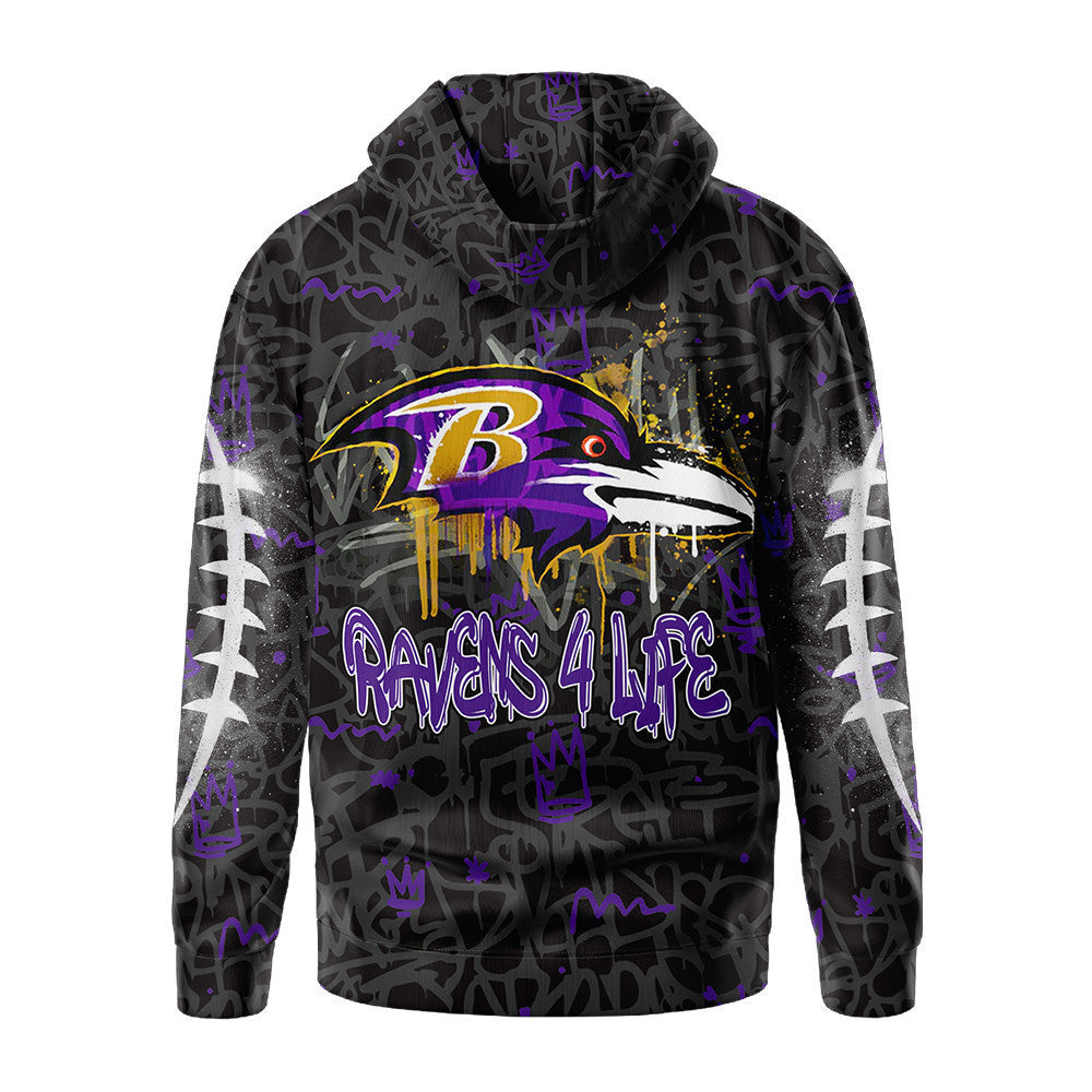 Baltimore Ravens Premium Special Graffiti My Team 4 Life Hoodie Mm