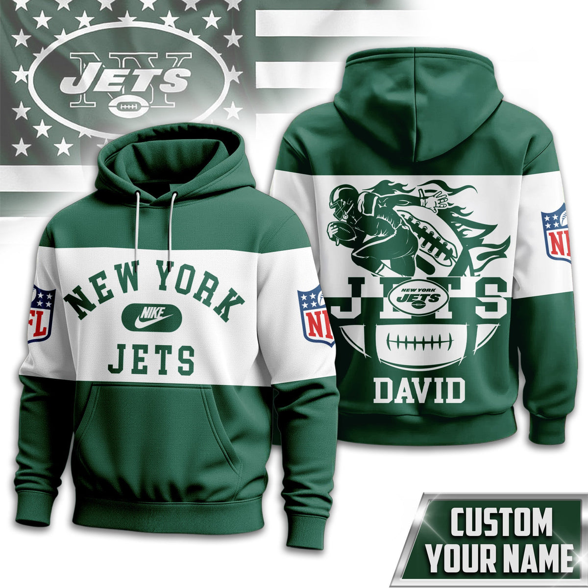 New York Jets | Premium Touchdown Spirit Personalized Hoodie Td