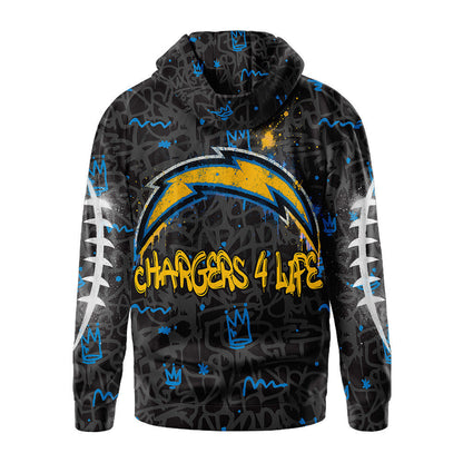 Los Angeles Chargers Premium Special Graffiti My Team 4 Life Hoodie Mm