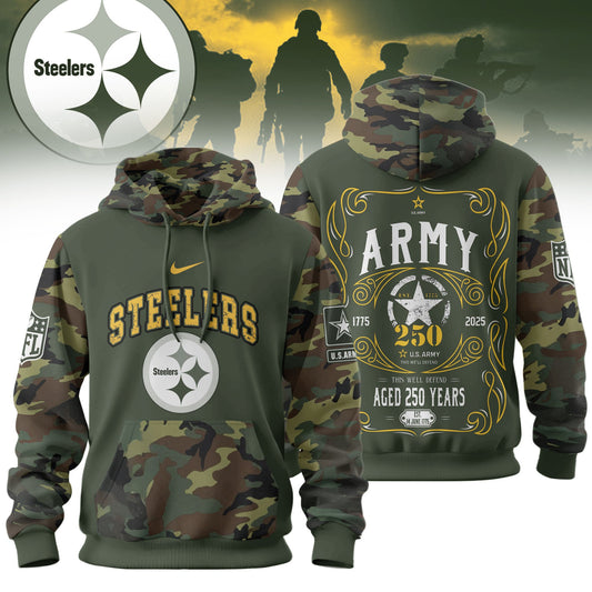 Pittsburgh Steelers Premium Us Army 250th Anniversary 3d Hoodie Td