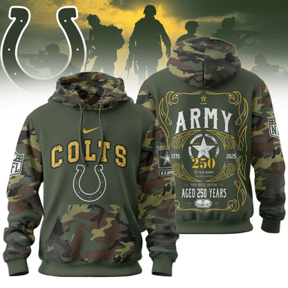 Indianapolis Colts Premium Us Army 250th Anniversary 3d Hoodie Td