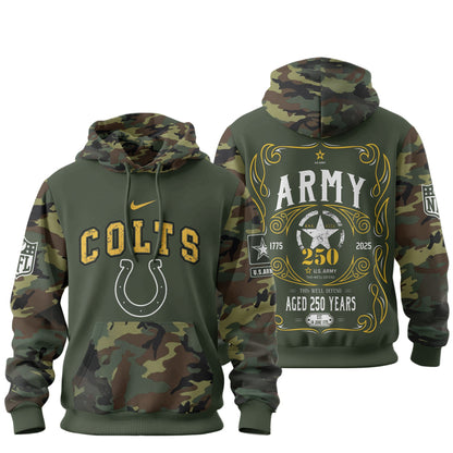 Indianapolis Colts Premium Us Army 250th Anniversary 3d Hoodie Td