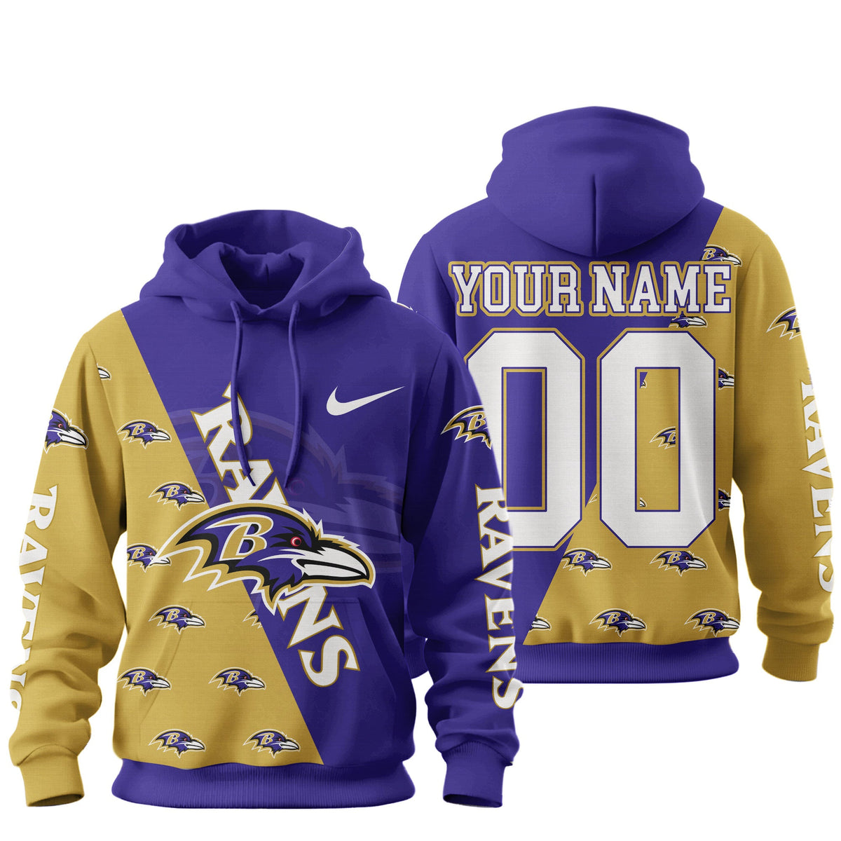 Baltimore Ravens Premium True Fan Spirit Custom Football Hoodie