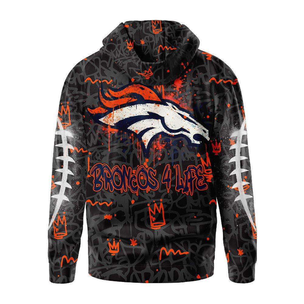 Denver Broncos Premium Special Graffiti My Team 4 Life Hoodie Mm