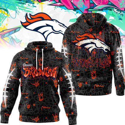 Denver Broncos Premium Special Graffiti My Team 4 Life Hoodie Mm