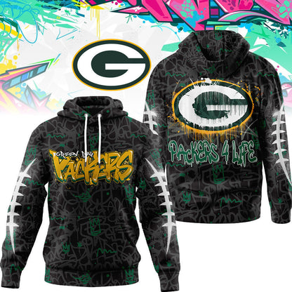 Green Bay Packers Premium Special Graffiti My Team 4 Life Hoodie Mm