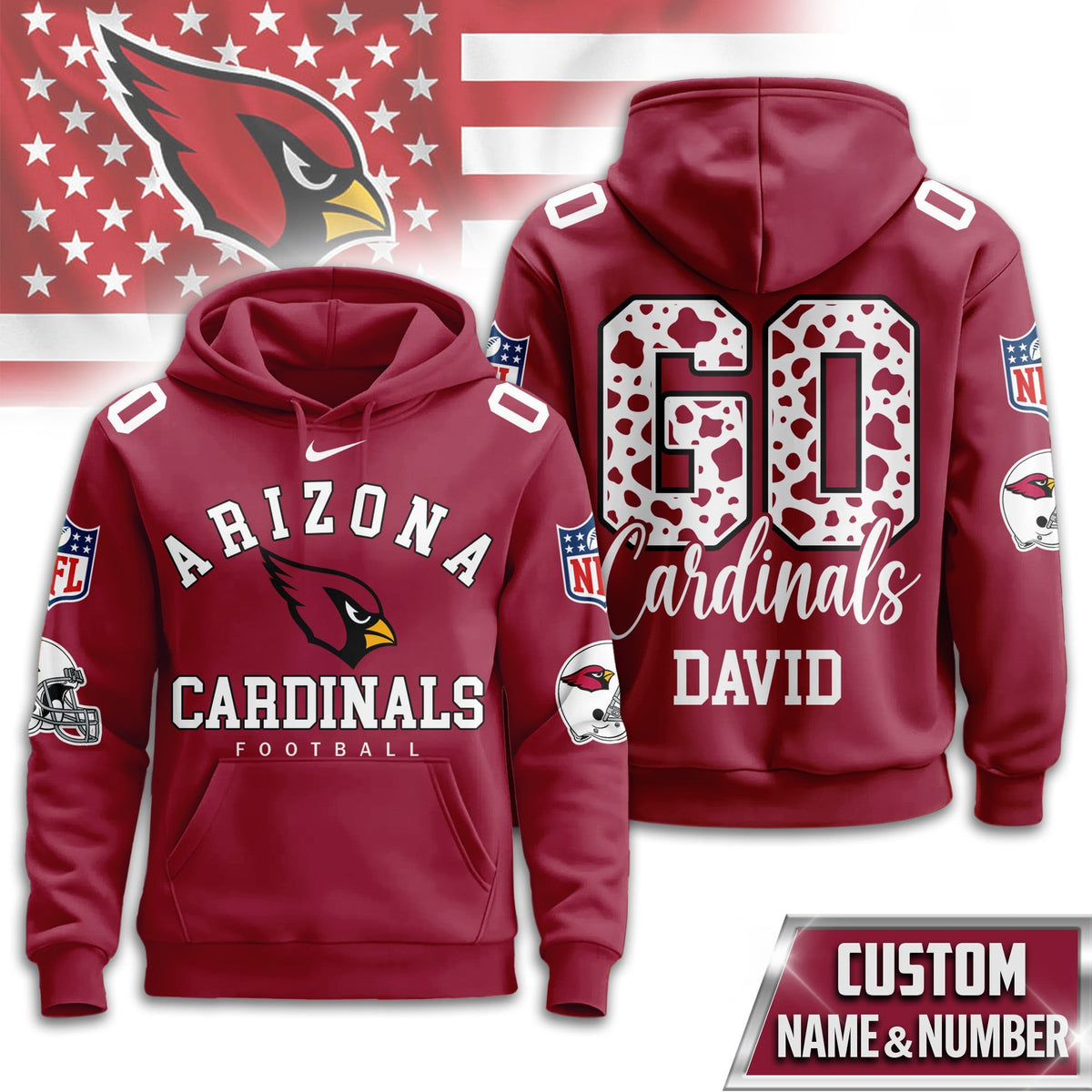 Arizona Cardinals Premium Custom Game Day Hoodie Td