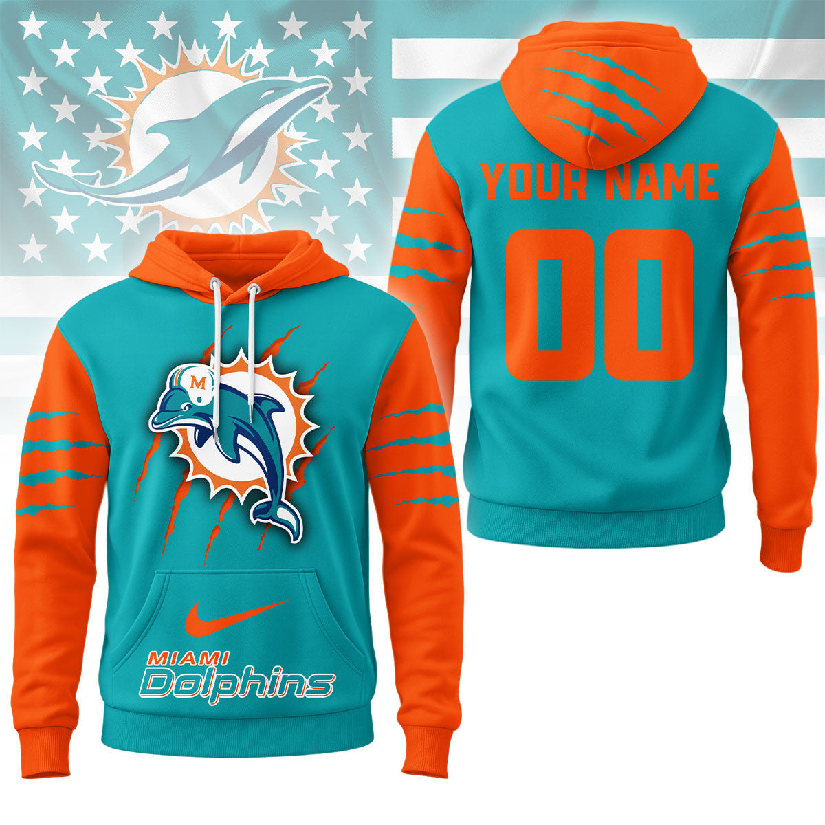 Miami Dolphins | Premium Nfl Fan Pride Claw Hoodie Ny