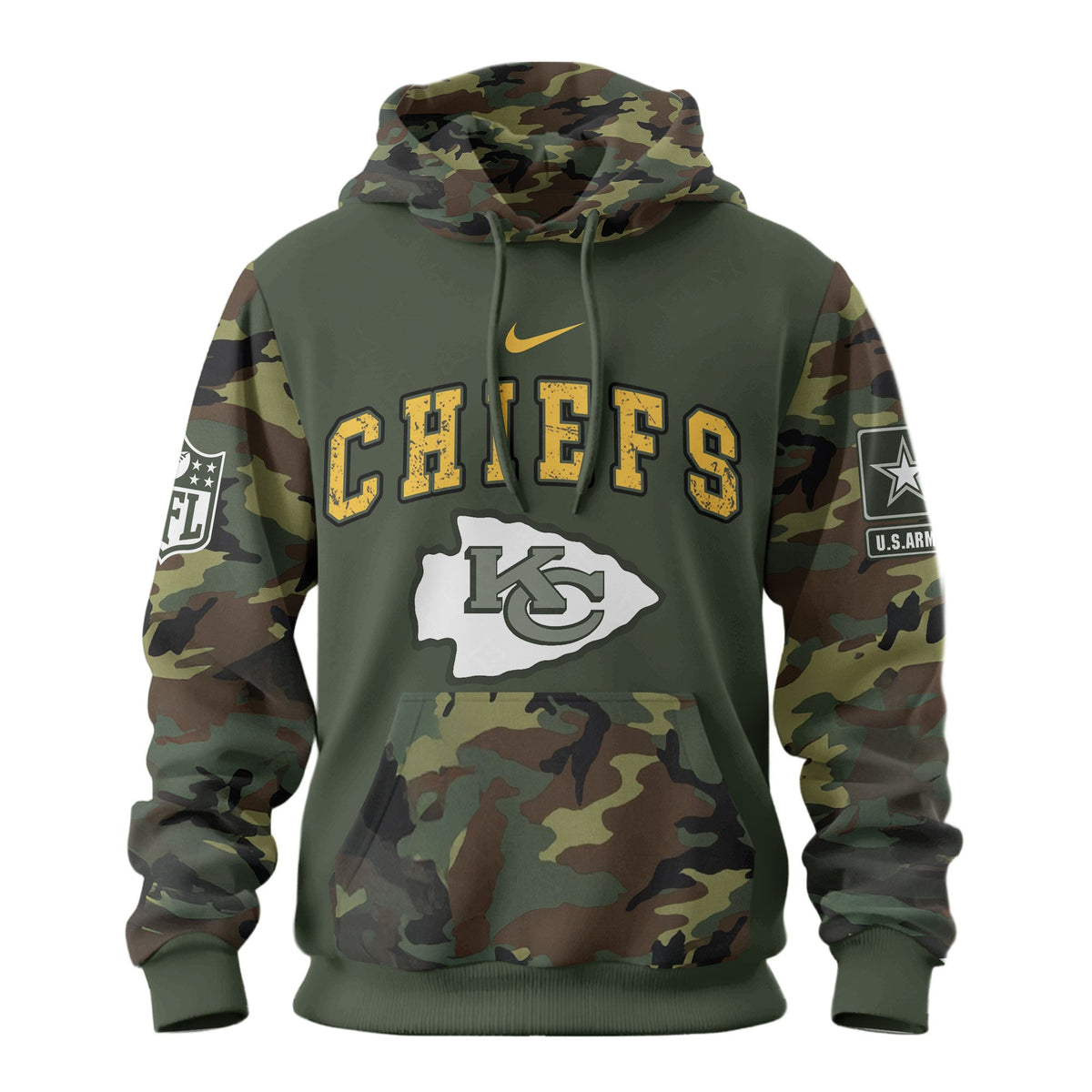 Kansas City Chiefs Premium Us Army 250th Anniversary 3d Hoodie Td