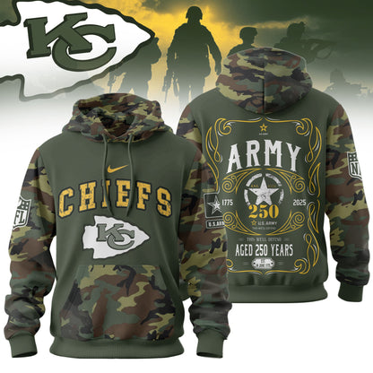 Kansas City Chiefs Premium Us Army 250th Anniversary 3d Hoodie Td