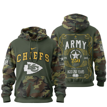 Kansas City Chiefs Premium Us Army 250th Anniversary 3d Hoodie Td
