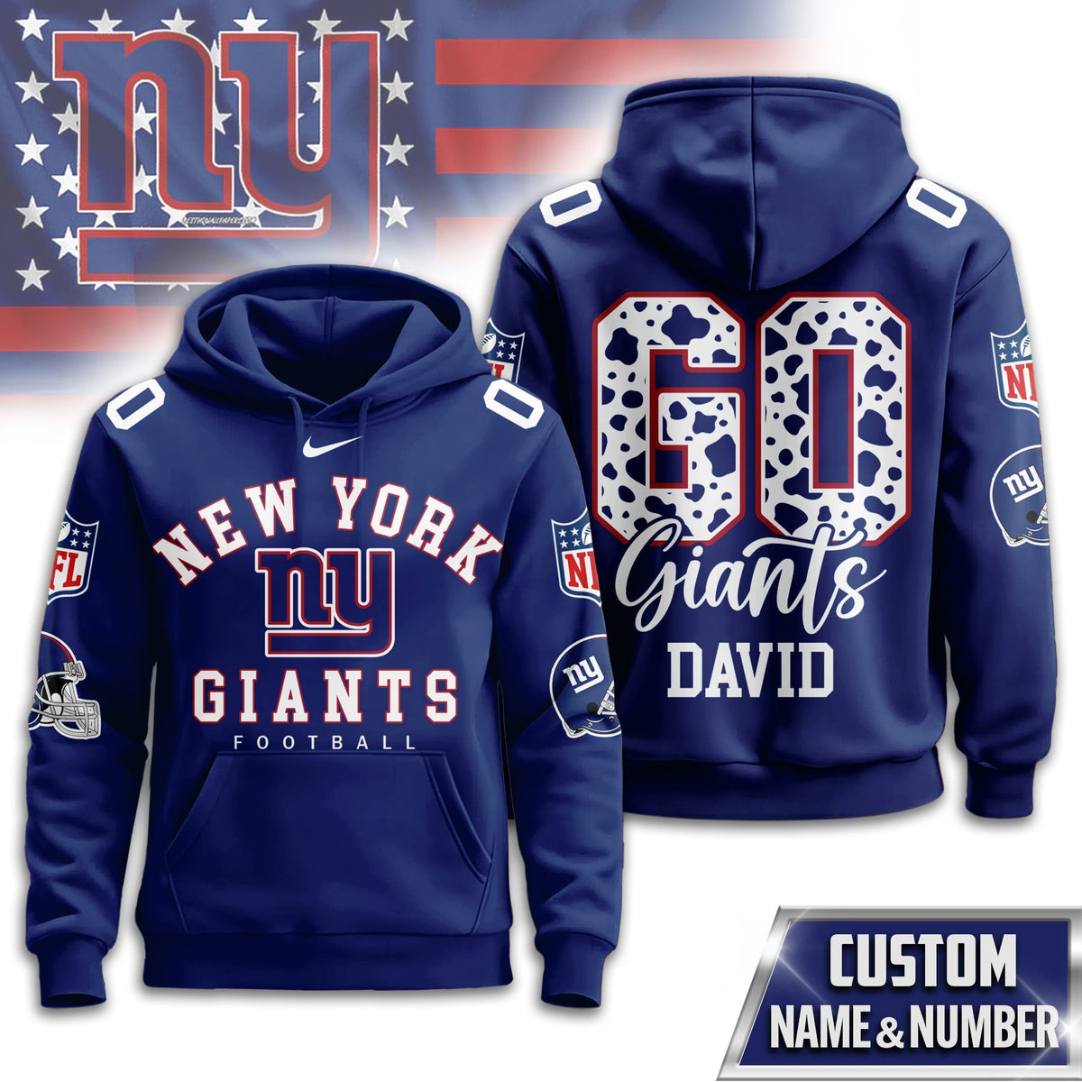 New York Giants Premium Custom Game Day Hoodie Td
