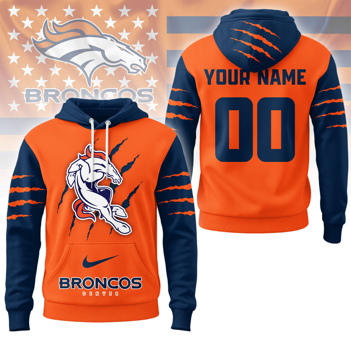 Denver Broncos | Premium Nfl Fan Pride Claw Hoodie Ny