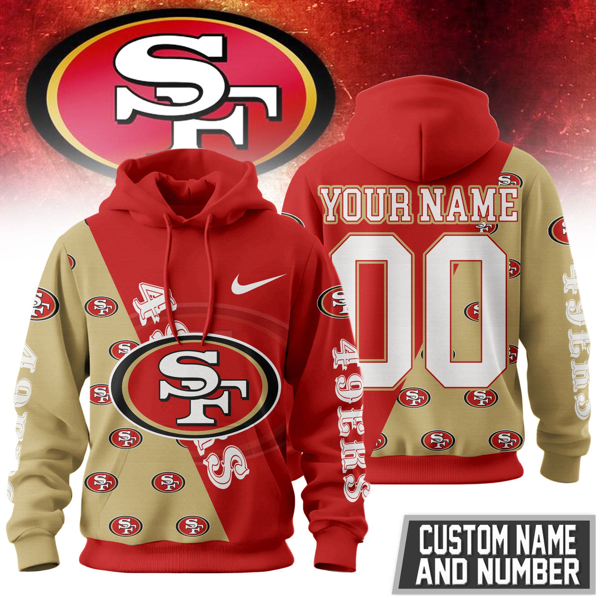 San Francisco 49ers Premium True Fan Spirit Custom Football Hoodie