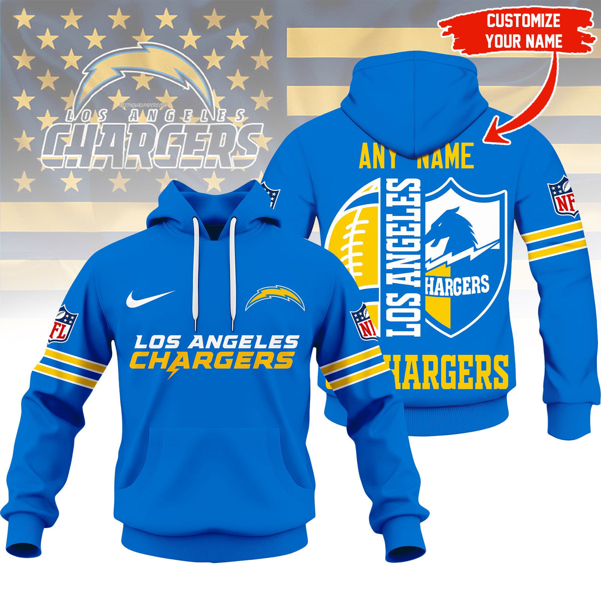 Los Angeles Chargers | Premium Nfl Fan Hoodie Ny