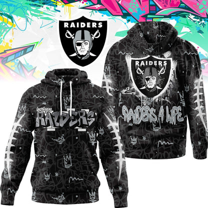 Las Vegas Raiders Premium Special Graffiti My Team 4 Life Hoodie Mm