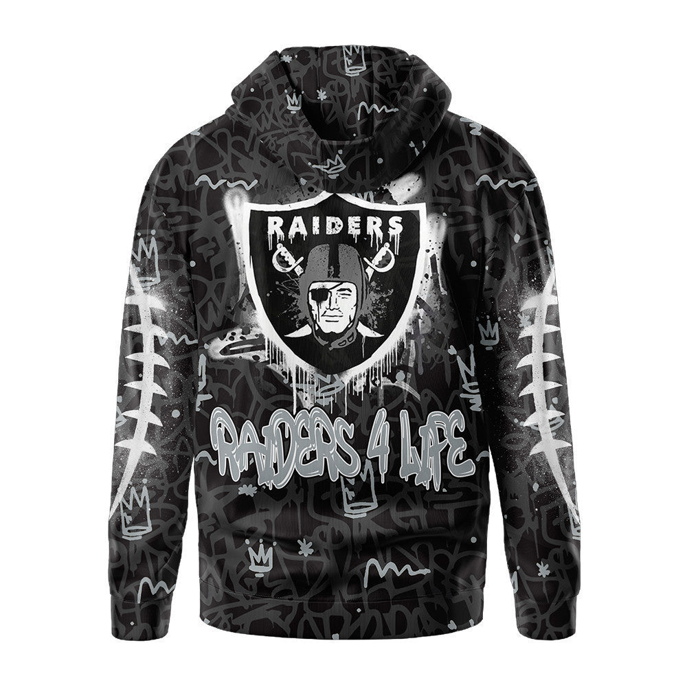 Las Vegas Raiders Premium Special Graffiti My Team 4 Life Hoodie Mm