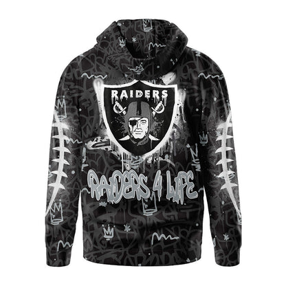Las Vegas Raiders Premium Special Graffiti My Team 4 Life Hoodie Mm