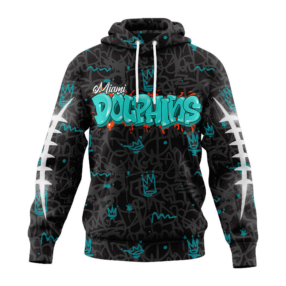 Miami Dolphins Premium Special Graffiti My Team 4 Life Hoodie Mm