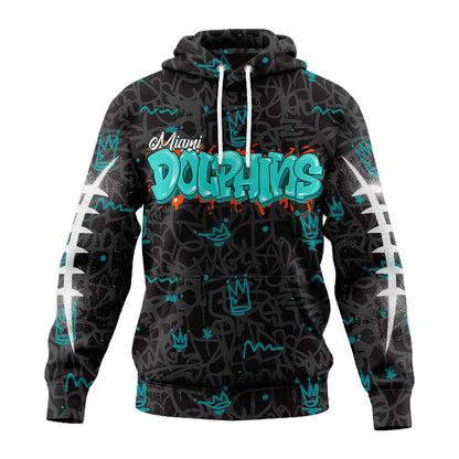 Miami Dolphins Premium Special Graffiti My Team 4 Life Hoodie Mm