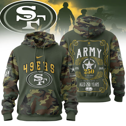 San Francisco 49ers Premium Us Army 250th Anniversary 3d Hoodie Td