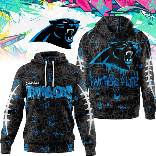 Carolina Panthers Premium Special Graffiti My Team 4 Life Hoodie Mm