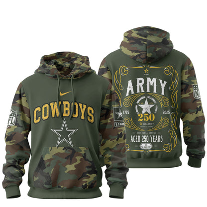 Dallas Cowboys Premium Us Army 250th Anniversary 3d Hoodie Td