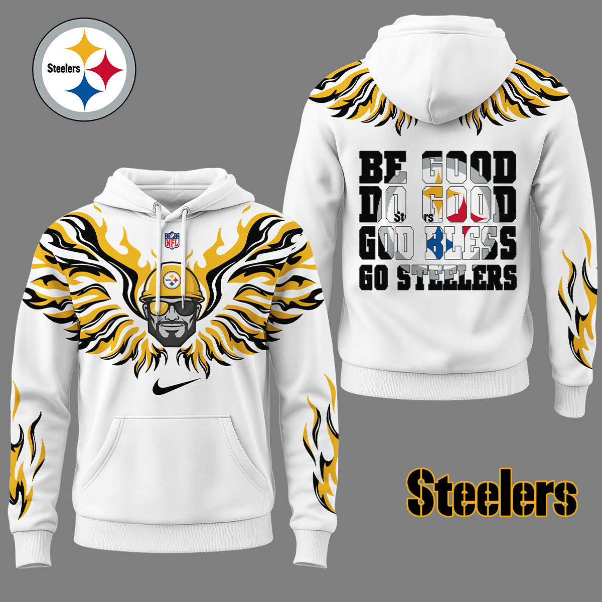 Pittsburgh Steelers Premium Fire Wings 3d Hoodie Ny