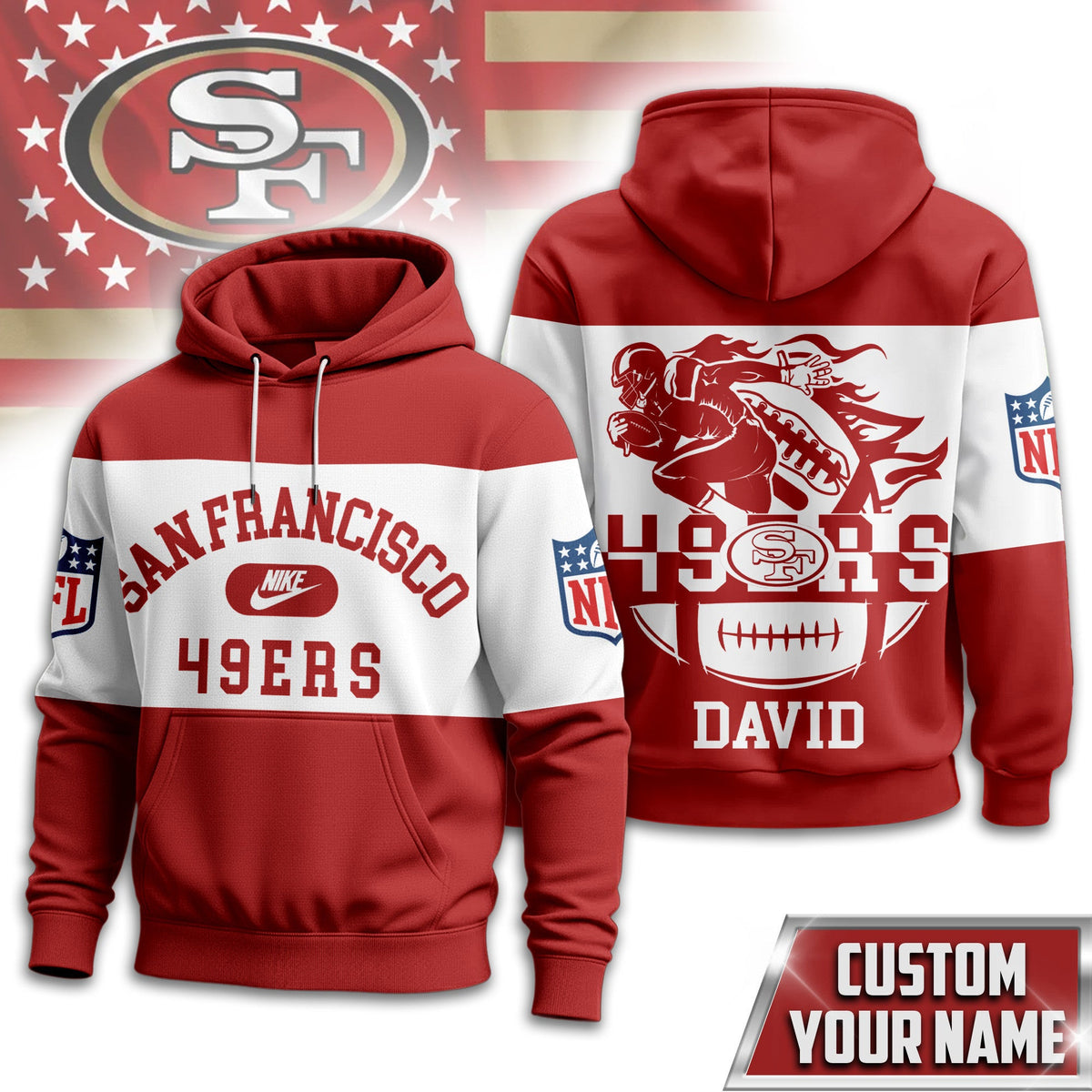 San Francisco 49ers | Premium Touchdown Spirit Personalized Hoodie Td