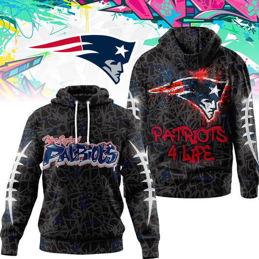 New England Patriots Premium Special Graffiti My Team 4 Life Hoodie Mm