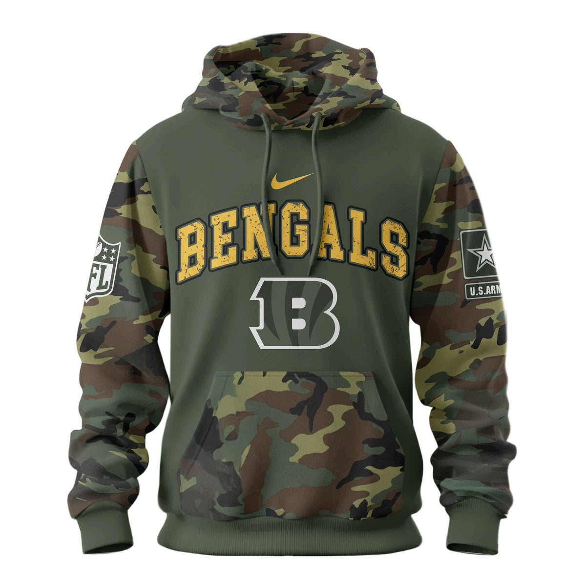 Cincinnati Bengals Premium Us Army 250th Anniversary 3d Hoodie Td