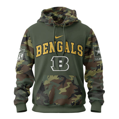 Cincinnati Bengals Premium Us Army 250th Anniversary 3d Hoodie Td