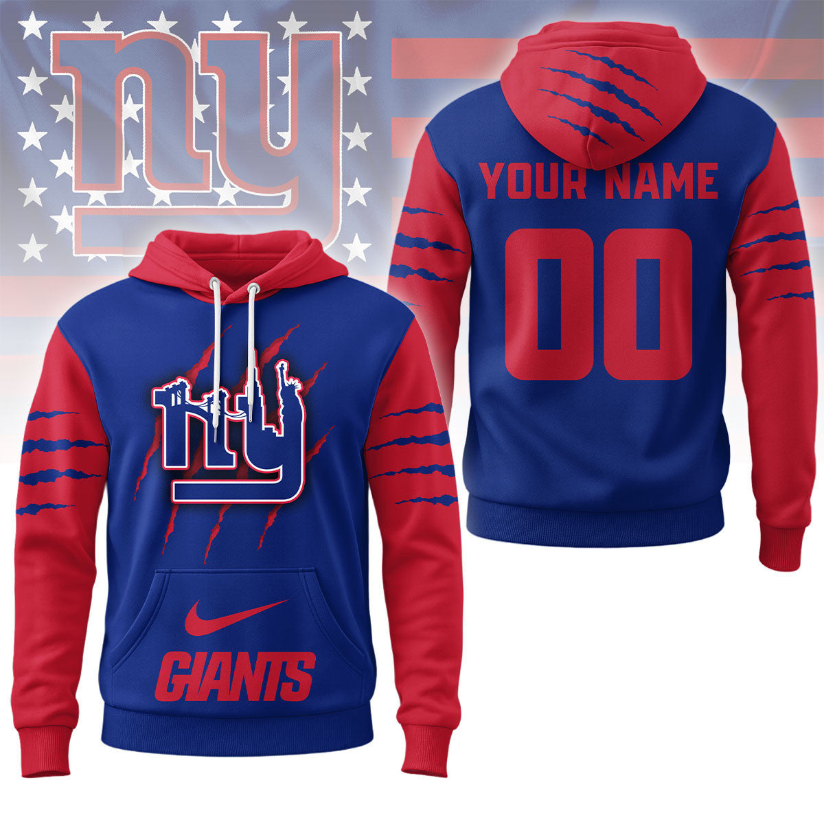 New York Giants | Premium Nfl Fan Pride Claw Hoodie Ny