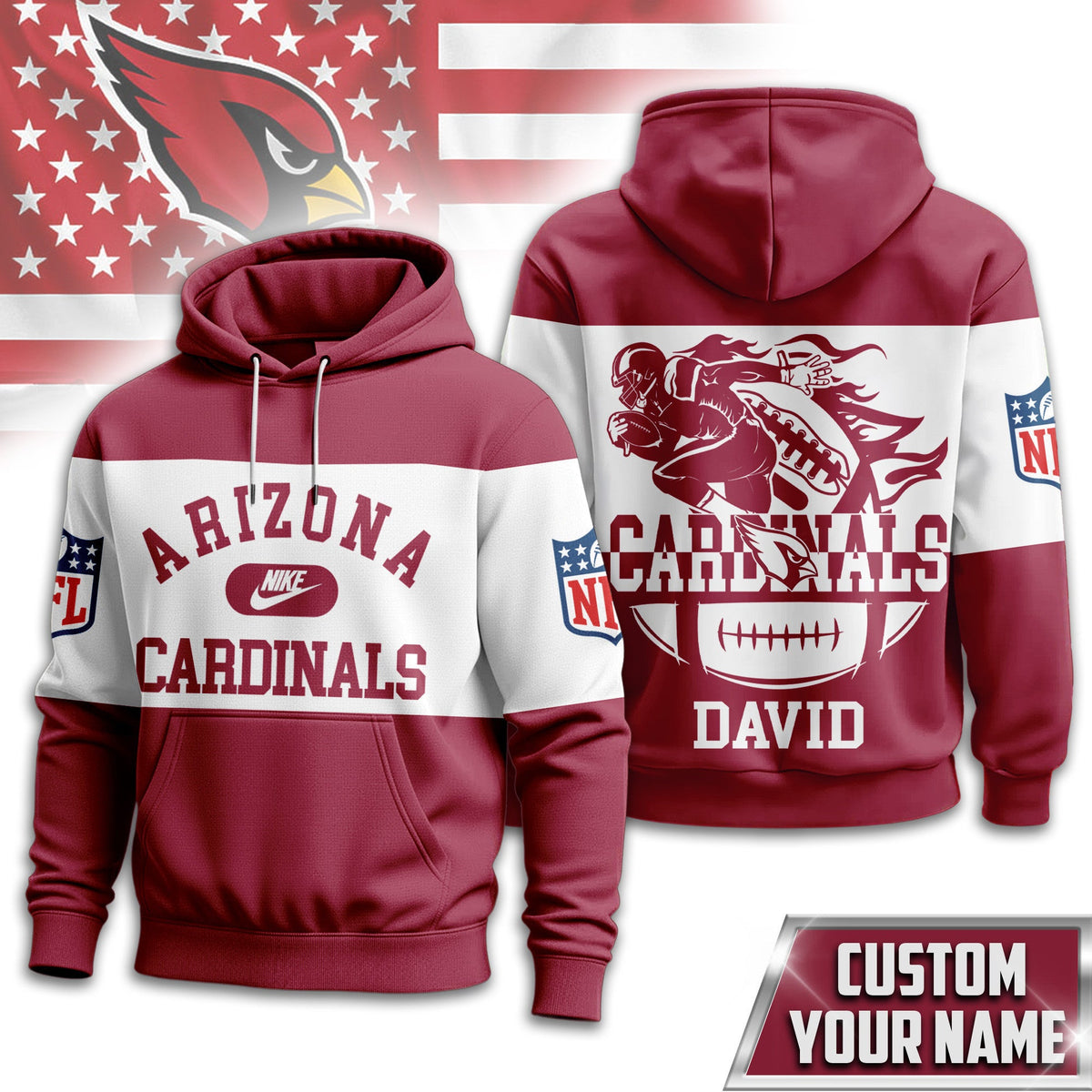Arizona Cardinals | Premium Touchdown Spirit Personalized Hoodie Td