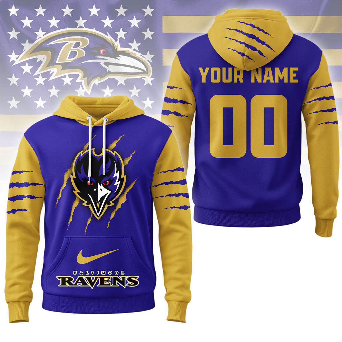 Baltimore Ravens | Premium Nfl Fan Pride Claw Hoodie Ny