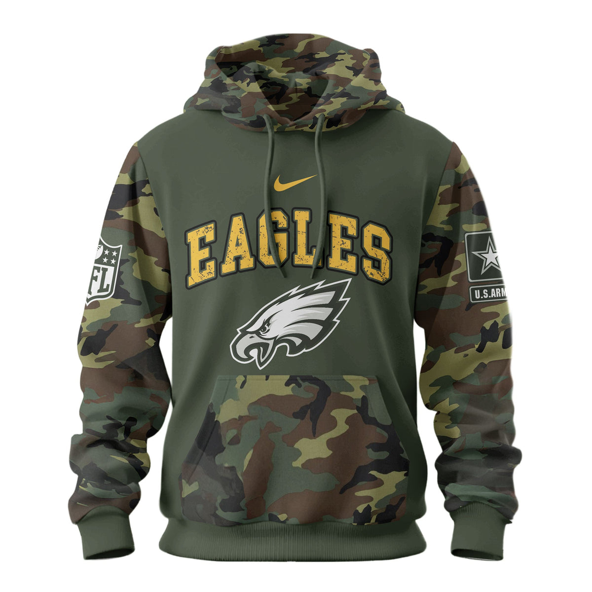 Philadelphia Eagles Premium Us Army 250th Anniversary 3d Hoodie Td