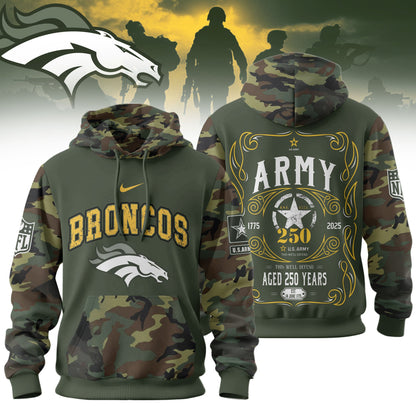 Denver Broncos Premium Us Army 250th Anniversary 3d Hoodie Td