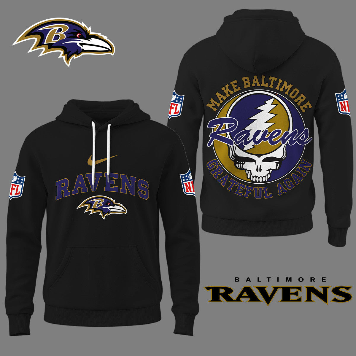 Baltimore Ravens | Premium Grateful Again Hoodie Ny