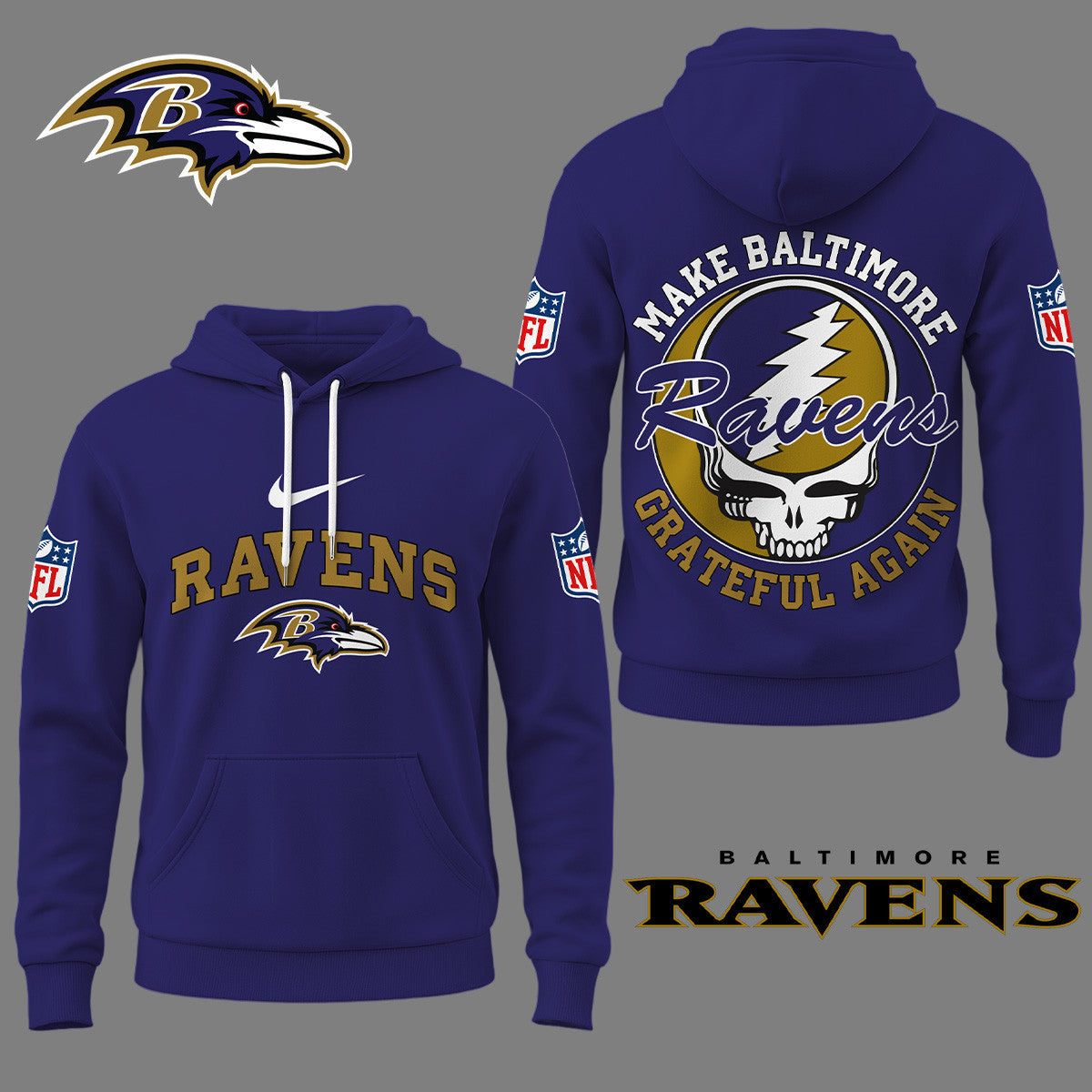Baltimore Ravens | Premium Grateful Again Hoodie Ny